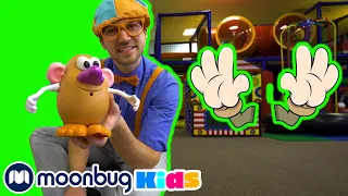 BLIPPI Learns about Body Parts! | ABC 123 Moonbug Kids | Fun Cartoons | Learning Rhymes