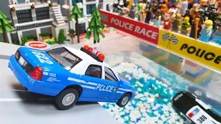 Police Car Slide Tournament / Police Car Chase Cartoon