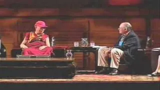 His Holiness the Dalai Lama on stage with Paul Ekman