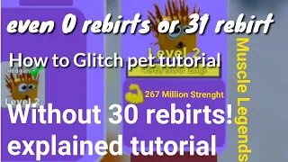 How to glitch a pet without 30 rebirth Roblox Muscle Legend Tutorial