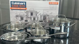 CUISINART Classic Tri-Ply Stainless Steel Cookware 10 piece set UNBOXING and REVIEW | Unboxing video