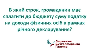 В який строк подавати декларацію в рамках річного декларування