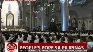24Oras: Pope Francis, nagbiro sa umpisa ng kanyang homily sa Manila Cathedral