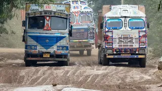 Deadly Road ☠️☠️ #09 | Ashok Leyland And Tata Truck Driving On Dangerous Road | Powerful Trucks.