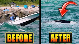 BOAT SINKS AND RESCUE AT HAULOVER INLET !! | HAULOVER BOATS | WAVY BOATS