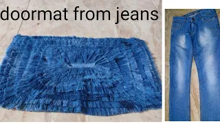 पुराने jeans से बनाये सुन्दर doormatआसानी से, diy door mat from waste jeans,how to make doormat