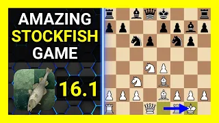 Amazing Stockfish 16.1 Chess Game, Sicilian Defense, Dragon Variation, Classical Variation