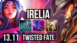 IRELIA vs TWISTED FATE (MID) | 75% winrate, 12 solo kills, Legendary, 19/4/7 | KR Master | 13.11