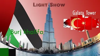 Amazing LIGHT SHOW at Galata Tower & Burj Khalifa