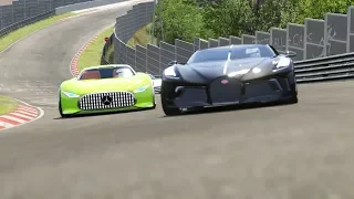 Mercedes-Benz AMG Vision GT vs Bugatti La Voiture Noire vs Bugatti Centodieci at Nordschleife