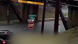 Accident in which low bridge destroy truck