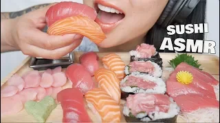 ASMR SASHIMI SUSHI + STRAWBERRY WHITE CHOCOLATE MOCHI (EATING SOUNDS) NO TALKING | SAS-ASMR