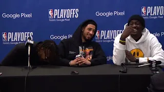 Pacers PR removes a non-sponsored beverage from the podium, hilarity ensures