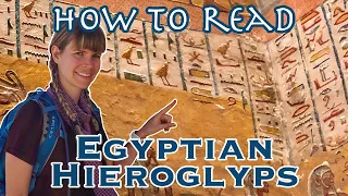 Reading Ancient Egyptian Hieroglyphs at the Egyptian Museum in Cairo