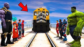 Can Superheroes Stop The Train In GTA 5? (Spider-Man, Hulk, Thanos, Superman)