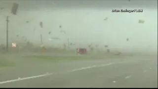 Truck drives off after rolled by Texas tornado