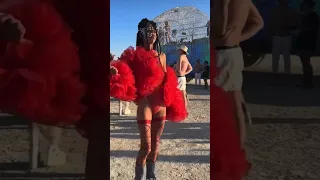 Beautiful Girl 👧 red dress! Burningman 2023 #burningman #travel #shorts