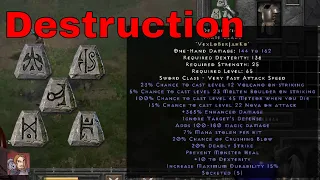 Diablo II Resurrected Rune Words - Destruction (Vex Lo Ber Jah Ko)