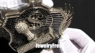 JewelryFresh Gold Finish Jumbo 3D PAID Iced Out Medallion EXCLUSIVE ITEMS!