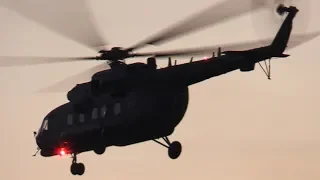 Вертолет Ми-8АМТ-1 заход на посадку  и взлет,  разъездной катер типа БЛ-680 корвета "Бойкий"