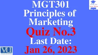 MGT301 - Principles of Marketing Quiz No.3 Solution 2023 | MGT301 Quiz 3 solution 2023 | MGT301 Quiz