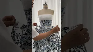 Making a blue and white embroidery mini formal dress #fashion #sewing #dress