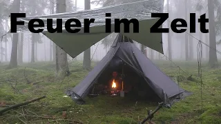 Waldübernachtung bei Nebel und Regen/Hobo Feuer im Zelt/Bushcraft