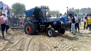 Sonalika DI-750III tractor stuck with 1 harrow in jatola competition