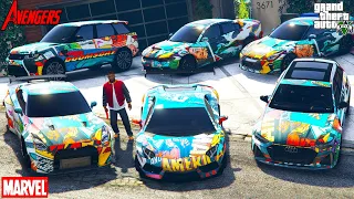 GTA 5 - Stealing Marvel Comic modified Cars with Franklin! (Real Life Cars #84)