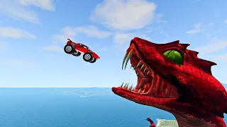 Beamng Drive - Cars Jump into Scary Snake - Fun Stunts Jumps Crash Compilation