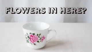 Cute Tea Cup Flower Arrangement // How to make a cup centerpiece?