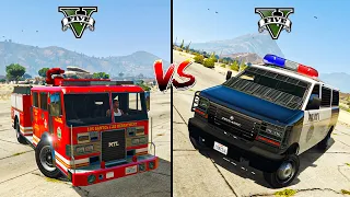 GTA 5 Police Van VS Fire Truck in GTA 5 - Which is Best ?