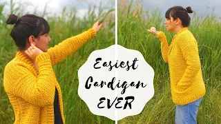 Crochet Easiest Cardigan / Free Tutorial For Beginners