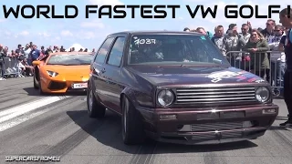 1300 HP World Fastest VW Golf Turbo During Half Mile Run w/  INSANE Accelerating!