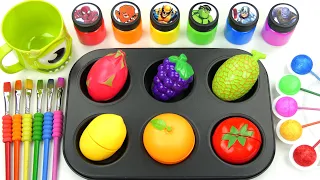 Oddly Satisfying l Magic 6 Fruit Toys FROM Glitter Lollipops Candy Sticks AND Paintin & Cutting ASMR