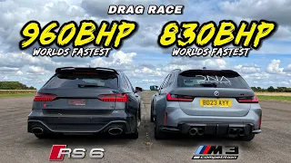 SAVAGE FAMILY WAGONS.. 830HP BMW M3 TOURING vs 960HP AUDI RS6