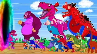 Giants Godzilla Tyrannosaurus rex, Dromaeosaurus, Stegosaurus &Kong strongest? King Animated Cartoon