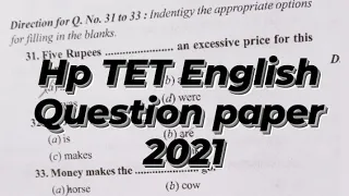HP TET previous year questions paper solve English section 2021 HP TET/D.El.EdTET/2022-23