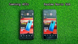 Kalah Telak !!! Realme Narzo 50A vs Samsung A03s | Speed Test