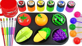 Oddly ASMR Video | Making 6 PlayDo Plastic Fruit Toys OF Rainbow Lollipop Candy Glitter & Satisfying