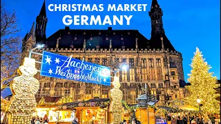 🇩🇪 Christmas Market Tour ✨Aachen Germany 🎄 4K60fps - with Captions