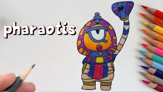 How to draw new brawler Pharaotis skin from brawl stars