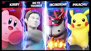 Super Smash Bros Ultimate Amiibo Fights   Request #10028 Kirby & Wii Fit vs Incineroar & Pikachu