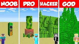 Minecraft Battle: NOOB vs PRO vs HACKER vs GOD: INSIDE CACTUS HOUSE BASE BUILD CHALLENGE / Animation