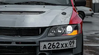 Mitsubishi Lancer Evolution переделка(часть3) не удачная попытка загнать машину на покраску