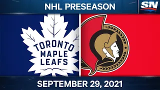 NHL Pre-Season Highlights | Toronto Maple Leafs vs Ottawa Senators – September 29th, 2021