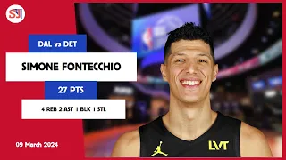 SIMONE FONTECCHIO 27 PTS, 4 REB, 2 AST, 1 BLK, 1 STL vs DAL | 2023-2024 DET | Player Full Highlights