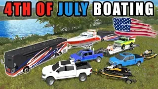 4TH OF JULY CAMPING & BOATING ON THE LAKE W/ USA RV | MULTIPLAYER | FARMING SIMULATOR 2017