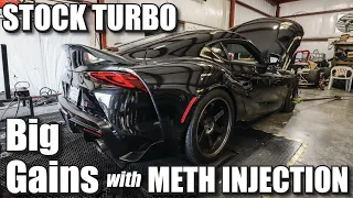 BIG POWER GAINS WITH METH AND STOCK TURBO! (A90 Supra Meth Injection Power Numbers)