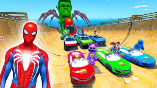 GTA 5 COLORS SPIDER-MAN, POPPY PLAYTIME, Five Nights at Freddy's Join TESLA CYBERTRUCK Racing #37